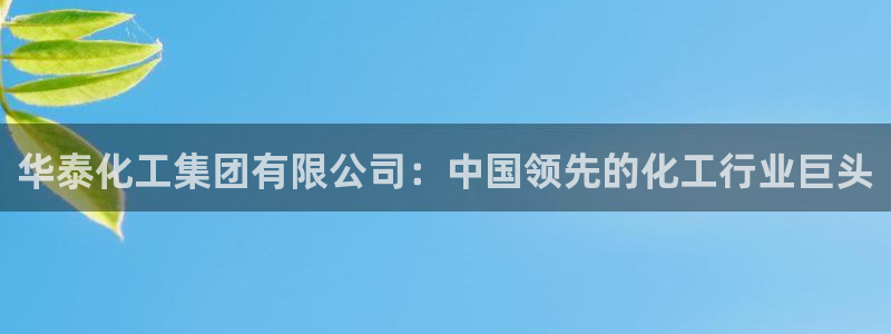 球盟会app最新地址下载：华泰化工集团有限公司：中国领先的化