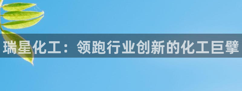 球盟会平台会黑单吗：瑞星化工：领跑行业创新的化工巨擘